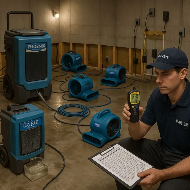 Structural Drying and Dehumidification process in Rehoboth, MA